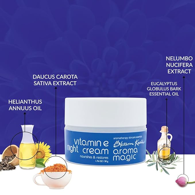 Vitamin E Night Cream | Hydrating & Nourishing Moisturizer | Restores & Revitalizes Dry, Dull Skin | Anti-Aging & Wrinkle Care | Non-Greasy Formula | 1.76 Oz (50g)