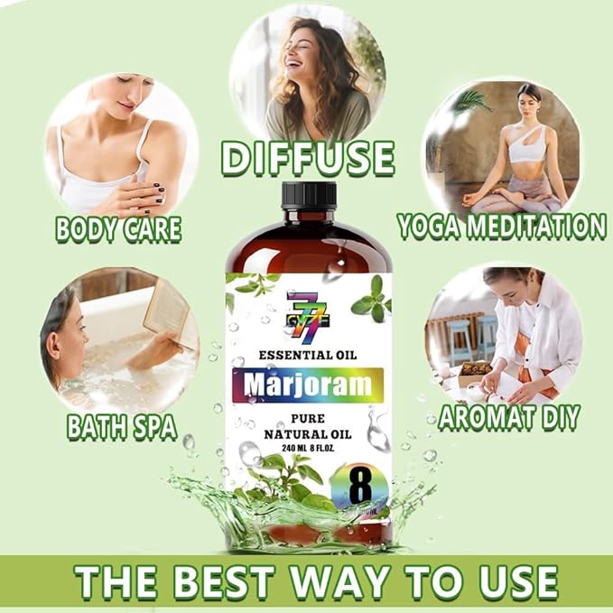 Marjoram Essential Oil (8 oz/240 ml) - Marjoram Oils Used in diffusers, humidifiers, Home Baths, Cleaning Products, Yoga, DIY Soaps and DIY Scented Candles