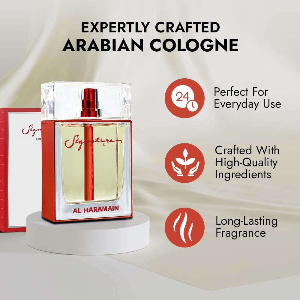 Al Haramain Signature Red - Luxury Arabian Perfume for Women - Chypre Floral Fragrance with Bergamot, Mandarin, Jasmine, Sandalwood - Arabic Long Lasting Scent - Eau de Parfum - 3.4 oz EDP Spray