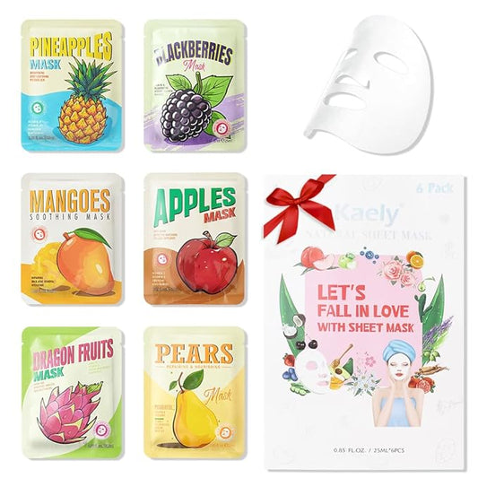 Face Sheet Mask Skincare,Hydrating Spa Face Mask For Sensitive Skin,Moisturize,Nourish for All Skin Types,Natural Skin Care Spa Face Mask for Women Men Girls,Pack of 6