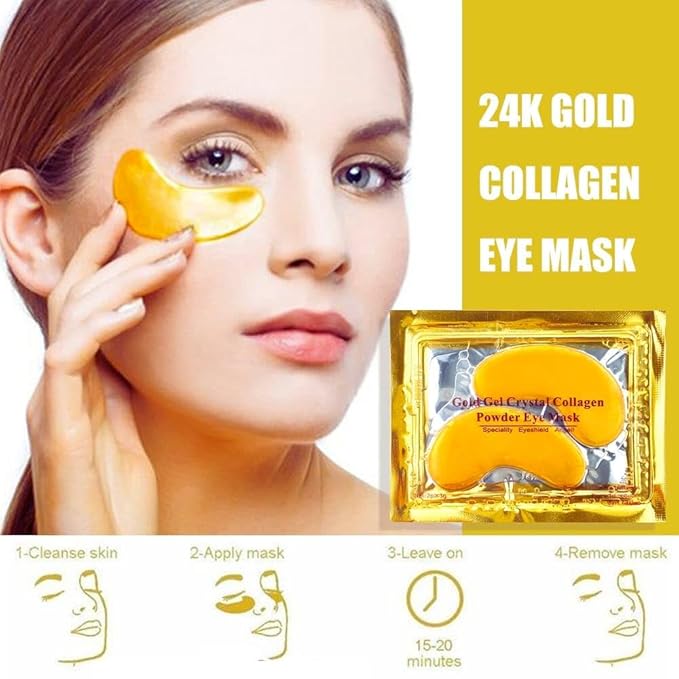 MS Under Eye Mask, Hydrogel Eyepatch, Eyepad Crystal 24K Gold, Skincare Collagen Korean Eye Mask, Puffy Eyes, Wrinkles Gel Under Eye Patches, Vegan Self Care, Eyemask For Reduce Dark Circles,