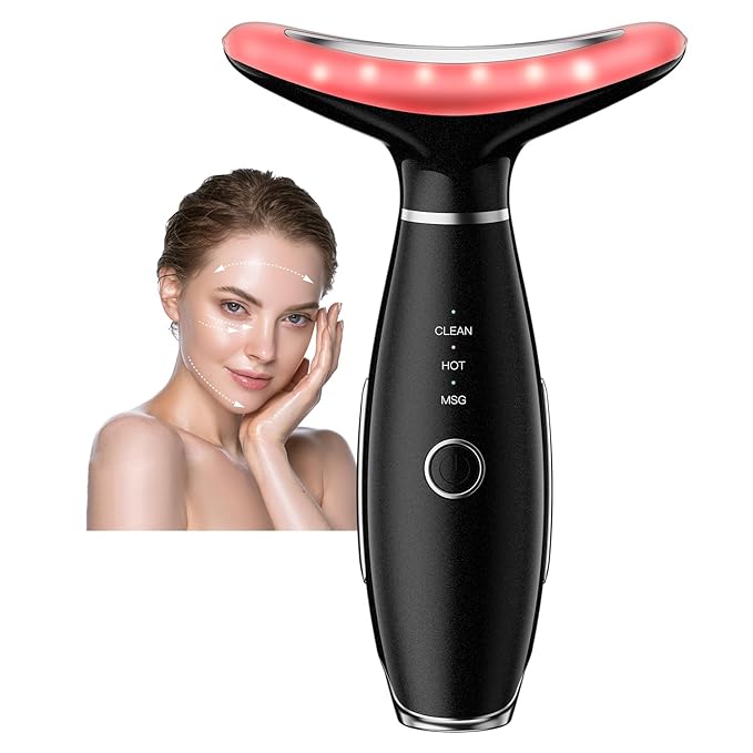 Neck Face Massager, Portable Facial Massager, 3 Modes Face Sculpting Tool, Face Massager Tool for Skin Care, (Black)