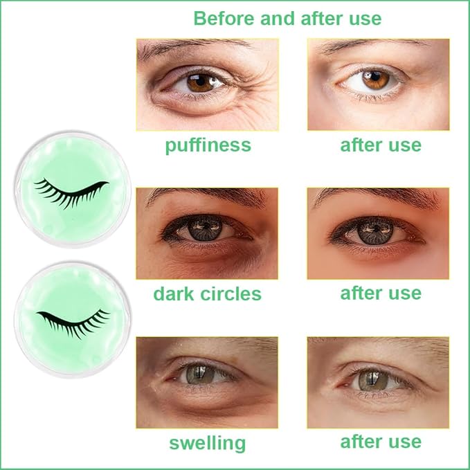Face Eye Masks for Dark Circles and Puffiness, Migraines, Headache, Stress, Redness, Acne, Cooling Face Masks for Women Man, Hot Cold Use Ice Face Mask. (Green)