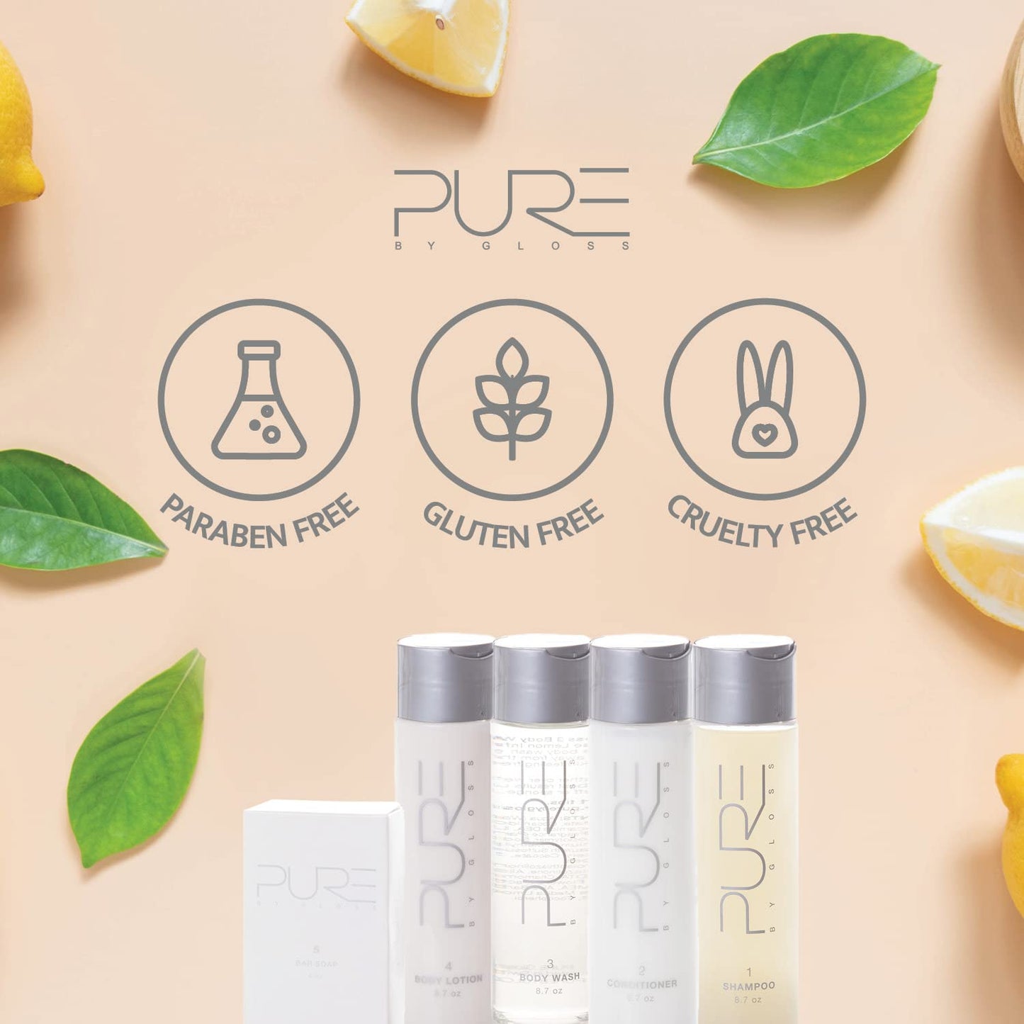 Pure By Gloss Conditioner – Fresh Lemon Scent – for All Hair Types – Cruelty Free and Paraben Free – Luxurious Moisturizing, Softening & Detangling Formula – for Men and Women – 8.5oz Each – 3 Pack