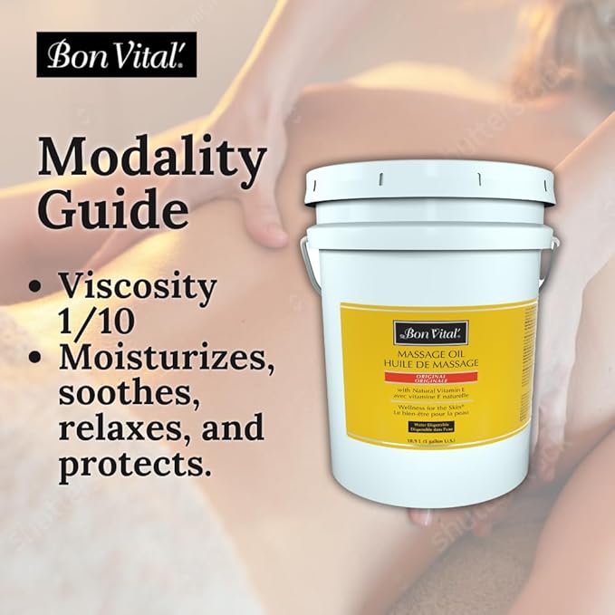 Bon Vital' Original Massage Oil for a Versatile Massage Foundation to Relax Sore Muscles and Repair Dry Skin, Best Massage Oil on Market, Unbeatable Consistency and Quality, 5 Gal, Label may Vary