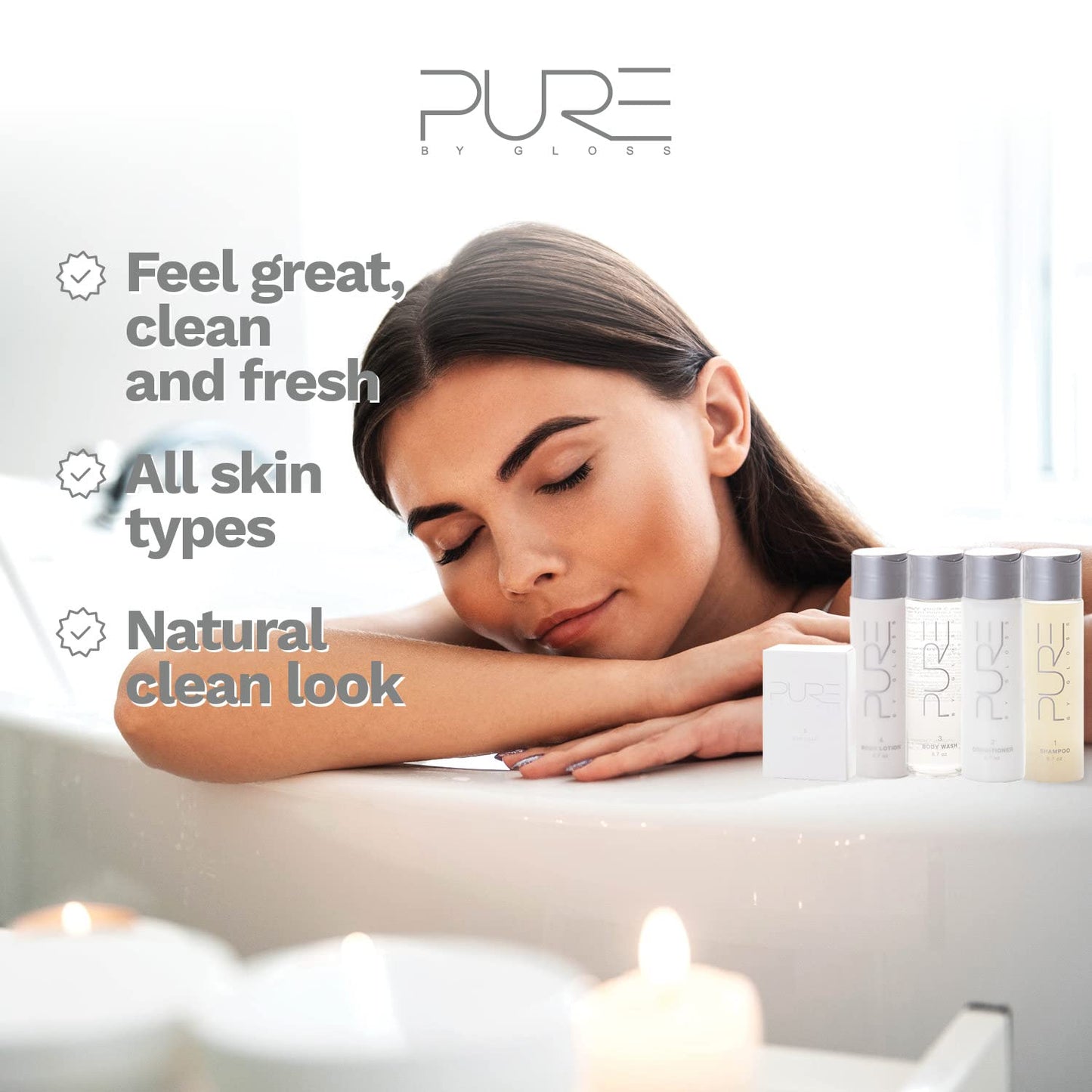 Pure By Gloss Conditioner – Fresh Lemon Scent – for All Hair Types – Cruelty Free and Paraben Free – Luxurious Moisturizing, Softening & Detangling Formula – for Men and Women – 8.5oz Each – 3 Pack