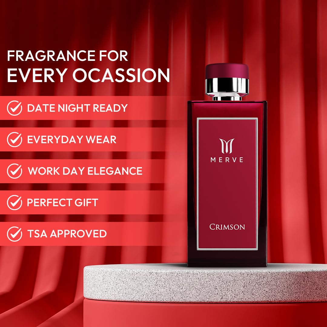 Merve Crimson Premium Long Lasting Fragrance Luxury Scent For Men | Sweet Spicy, Citrus, Amber | Perfumes For Men | 3.4 Ounces