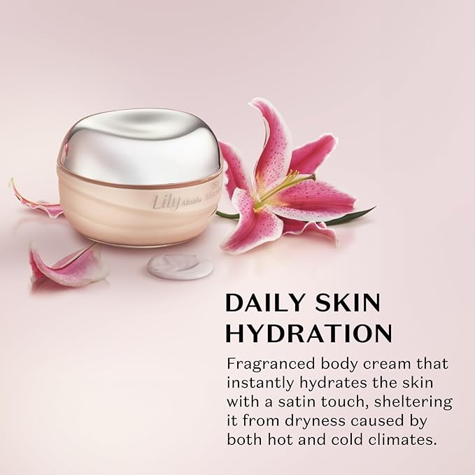 Lily Absolu Satin Hydrating Body Cream, 24 Hour Fragranced Body Butter for Dry Skin, 8.8 Ounce