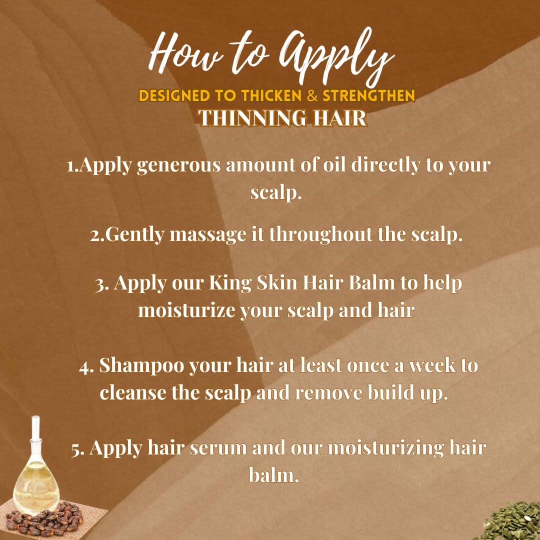 King Skin Hair Oil, Natural Strengthening Serum with Rosemary & Castor Oil, Hair Growth Treatment for Men, 4 fl oz