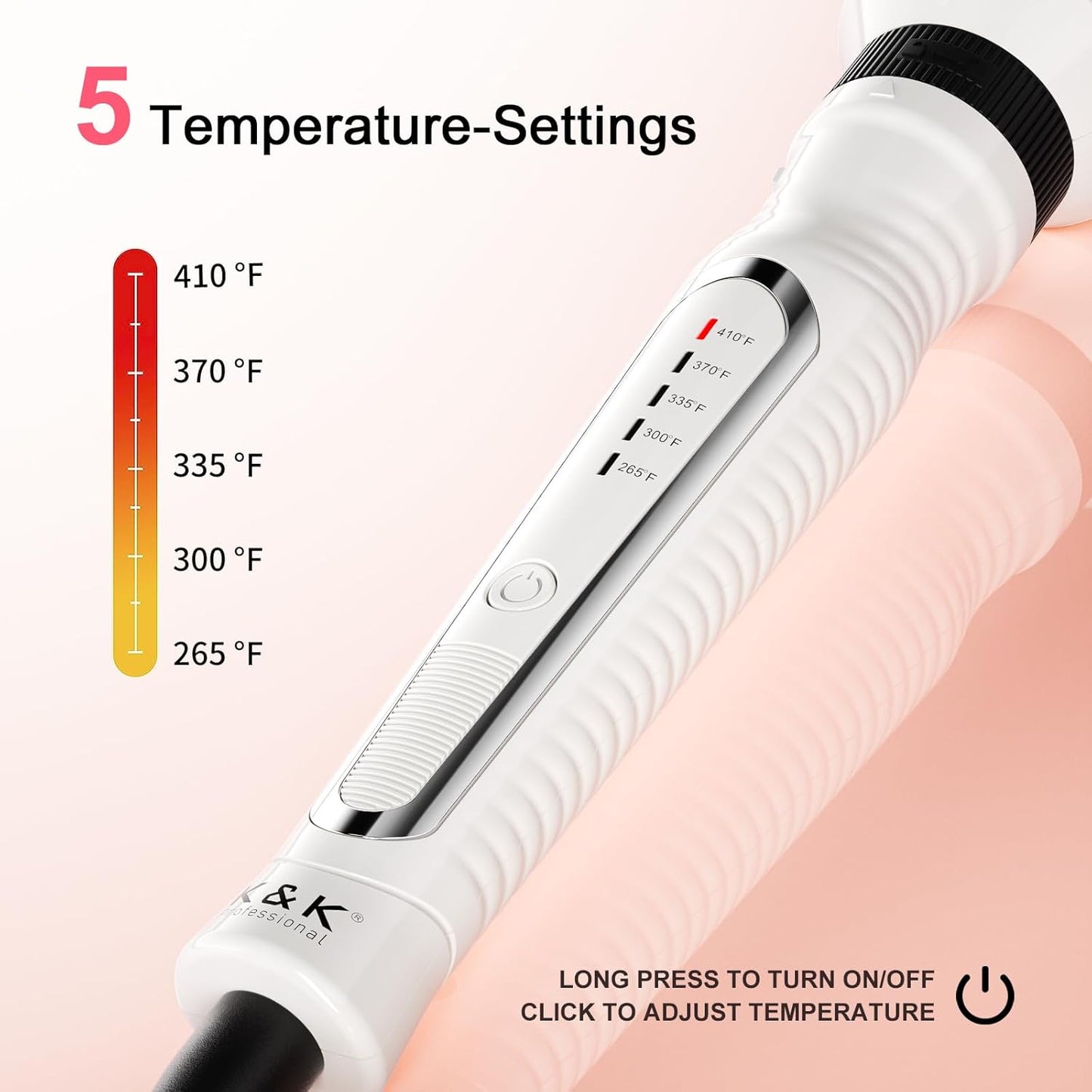 K&K 3 in 1 Thermal Brush Set, Ceramic Hot Brush, Fast Heating Curling Wand for Short, Medium & Long Hair, 5 Temperature Adjustment, Dual Voltage