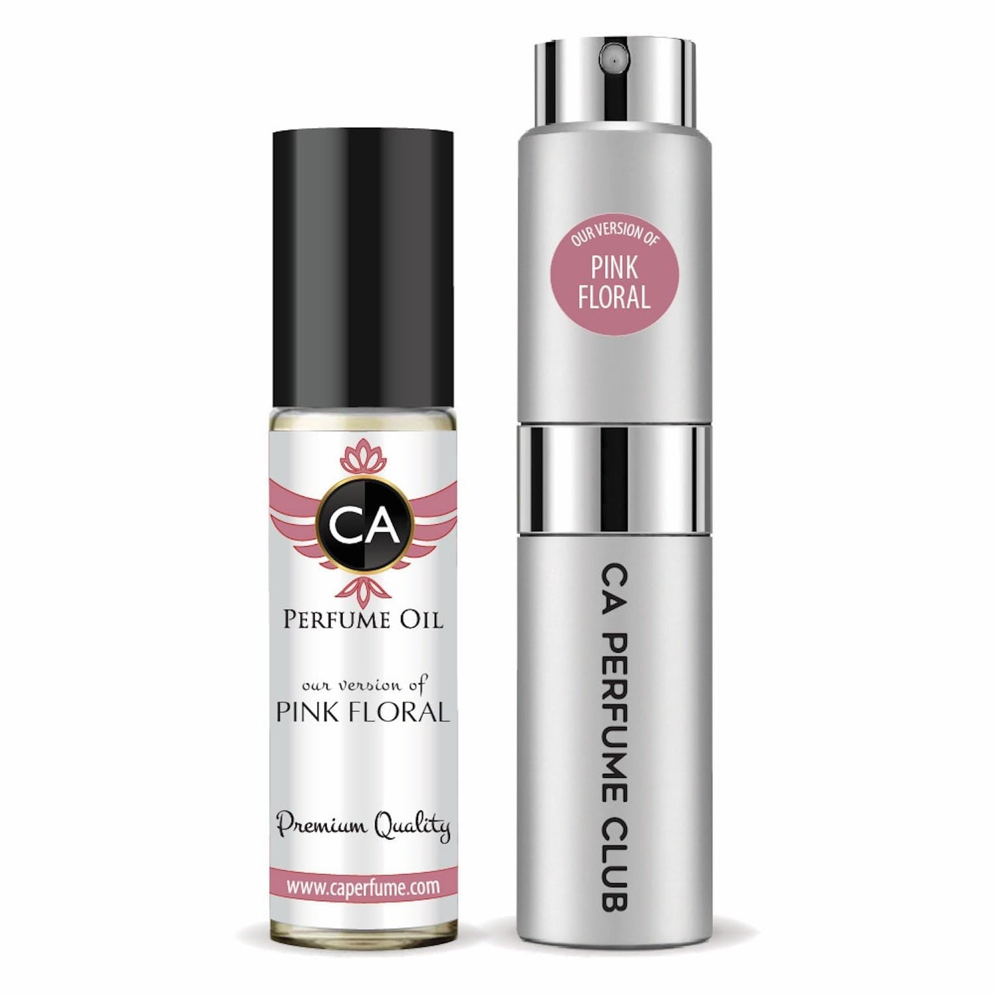 CA Perfume Duo Impression of Pink Floral For Women And Men Perfume Layering Set Long Lasting Travel Size EDP + Body Oil Roll-On Bottle 0.27 Fl Oz+0.33 Fl Oz