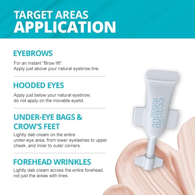 Instantly Ageless - Instant Face Lift Cream - Skin Care for Anti Aging face cream - Wrinkle Tightener - Instant Under Eye Bags Remover - Facelift in a Box of 25 Vials - (2 BOXES)
