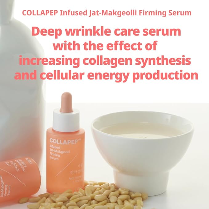 Collapep Infused Jat-Makgeolli Firming Serum, Korean Traditional Fermented Ingredients, Nourishing, Hydrating Serum for Fine Lines, Pore and Rough Skin, Korean Skin Care, 1.52 Fl Oz