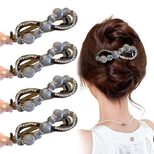 Vintage French Barrette Hair Clips, 2026 New Flat Hair Barrettes for Women Girls, Classic Elegant Retro Non Slip Clip For Thick to Thin Hair, Stylish Accessories (Grey 4PC)