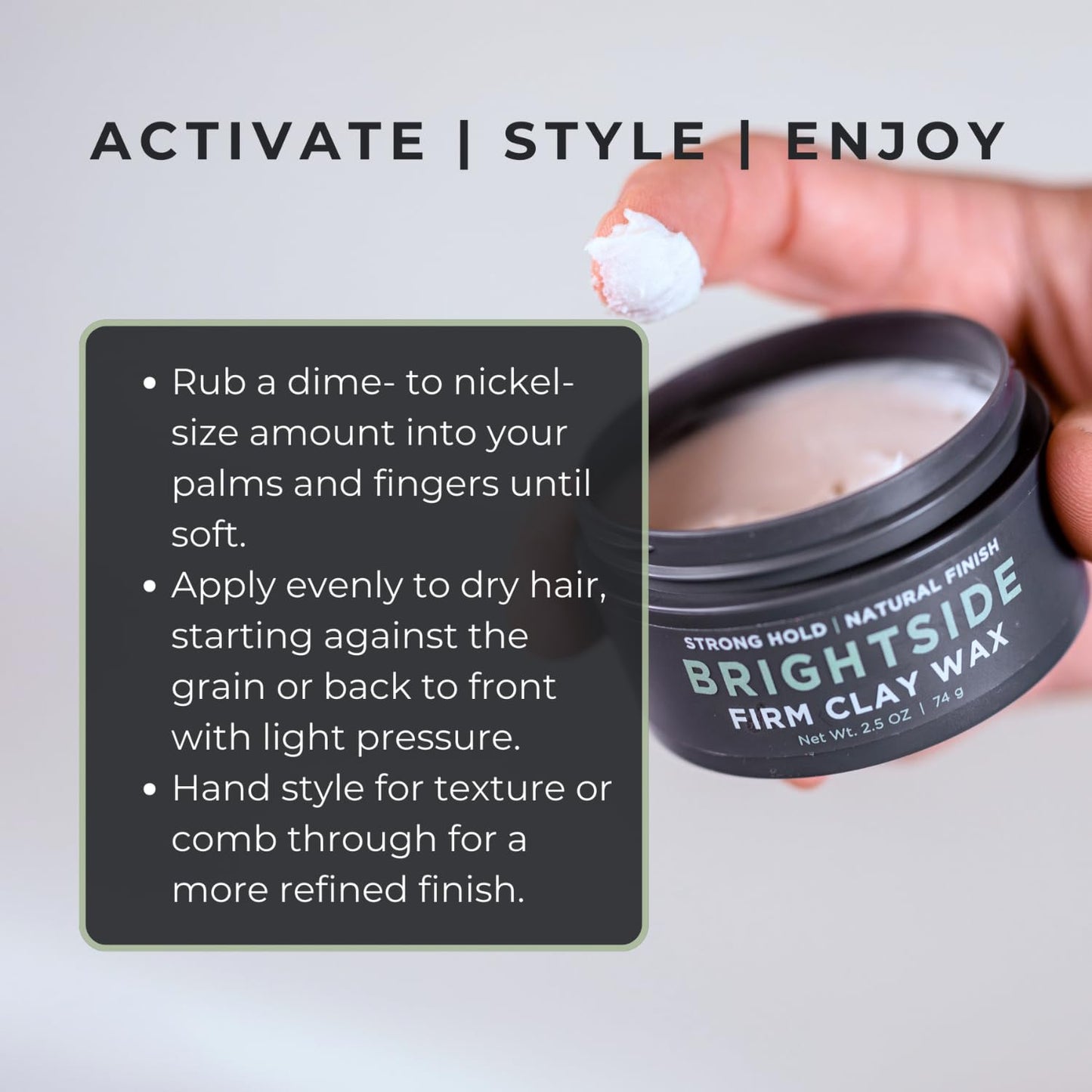 Firm Clay Wax - Stong Hold Natural Finish - Water Based - Kaolin & Bentonite Clay, Macadamia Nut Oil, Beeswax, & Squalane Blend - For All Hair Types - Premium Hair Styling Product (2.5oz)