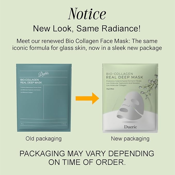 Bio-Collagen Face Mask – Hydrating, Firming, Anti-Aging Treatment for Wrinkle Reduction, Pore Minimizing & Youthful Skin – Like Korean Collagen Sheet Mask for All Skin Types 34g x4ea