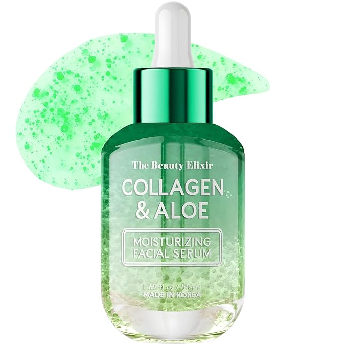 Aloe & Collagen Serum For Face - Dermatologist Tested, Anti-Aging, Ultra Hydrating Aloe Vera Gel For Face - Natural Ingredients, Clean Beauty, Cruelty-Free Korean Skin Care - 1.69 oz