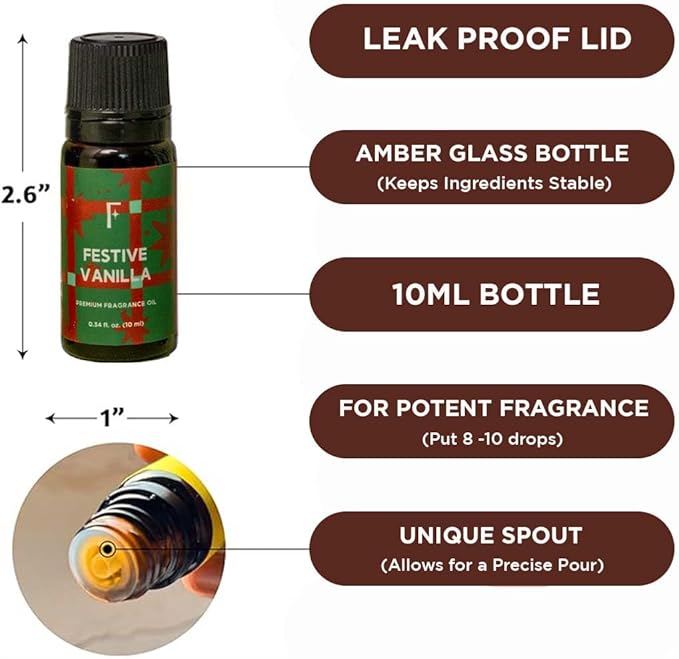 Folkulture Essential Oils for Diffuser for Home| Set of 2 Christmas Fragrance Oils Set for Diffusers for Candle Making or Gifts for Women on Mothers Day- Mint and Vanilla Essential Oil - 2x10 ML