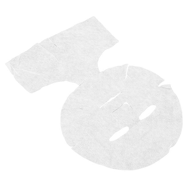 Brrnoo 50 Pcs Disposable White Silk Facial & Neck Mask Paper, Pre-Cut Facial Mask Sheets, Light Silk Material, Spa Skin Care