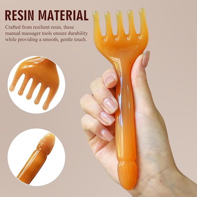 AGLOO 2 Pcs Scalp Massagers - Resin Five Claw & Eight-Prong Manual Massage Tools for Head Eye Face Neck and Shoulder Relaxation - Gift for Men & Women