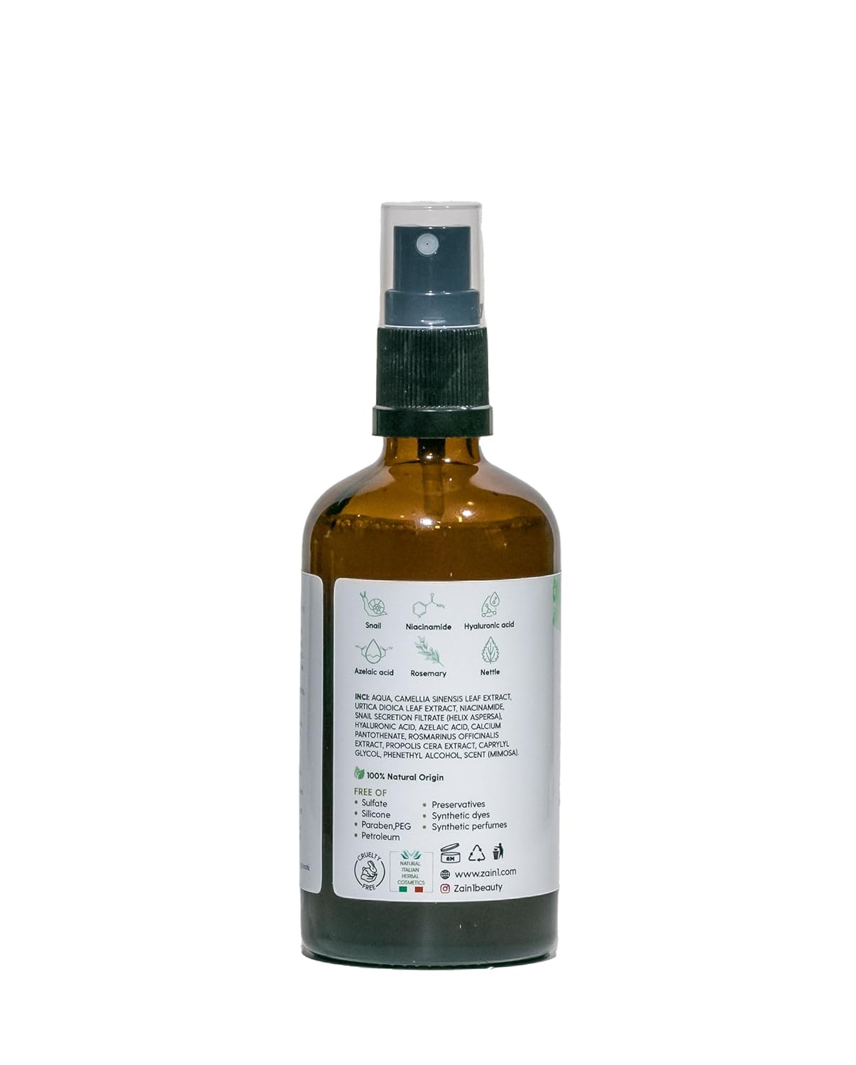 ZAIN1 Natural Hair growth serum with Snail Mucin, Rosmary, Niacinamide, Hyaluronic acid, Azelaic acid, Nettle, and Much More Natural Ingredients (Mimosa, 3.4 oz). Our products are made by nature