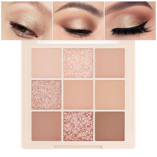 Nude Pink Beige Eyeshadow Palette,Natural Eye Shadow Make Up Pallets for Women,Neutral Small Cream Light Colors Eyeshadow Palette Long Lasting Naturing-Looking,Vegan
