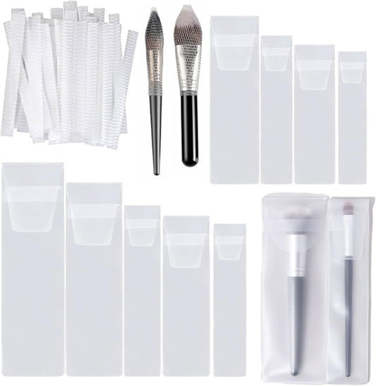 40 PCS Makeup Brush Covers for Travel Cosmetic Makeup Brushes Protector, Brush Cover for Women Portable Mesh Net for Professional & Daily Use (20 storage nets and 20 protective covers)
