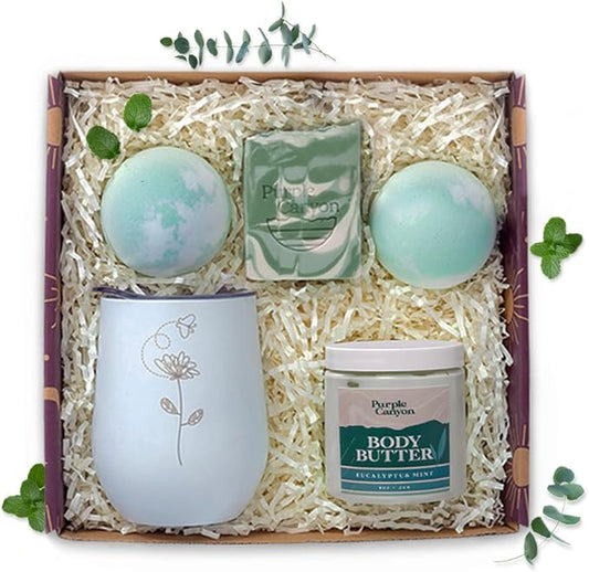 Purple Canyon Bath Gift Set for Women | Revitalizing Eucalyptus Spearmint and Cucumber Mint Self-Care Gift for Women