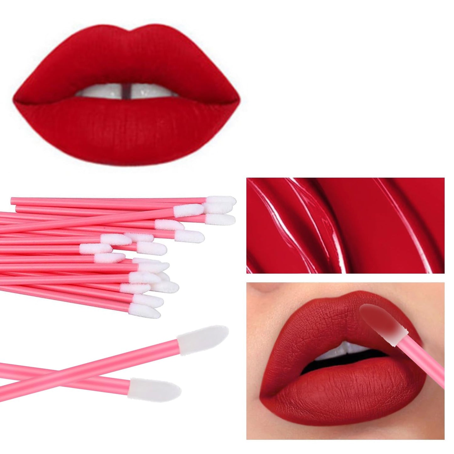 250-Pack Disposable Lip Brush Wands - Flocked Doe Foot Applicators for Lipstick, Gloss & Concealer, Travel-Friendly Makeup Tools with Black Handles (3.54 Inch)