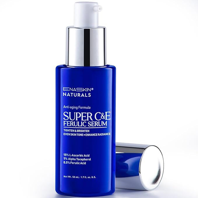 Vitamin C Face Serum for Anti Aging: Enaskin Naturals Super C Serum with Ferulic Acid for Women Mature Skin, Premium Formula Vit C Facial Serum for Brightening Dark Spots and Glowing up Skin - 1.7 Oz