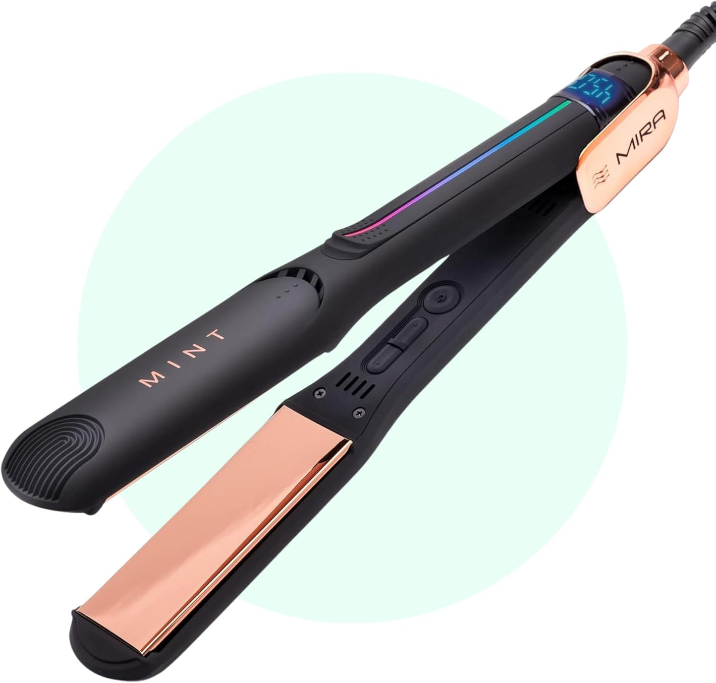 Professional Series MIRA Titanium Flat Iron Hair Straightener for Thick & Fine Hair | Powerful Single-Pass Straightening | Straightener & Curling Iron in One | 1 1/4 Inch Wide Flat Iron by MINT