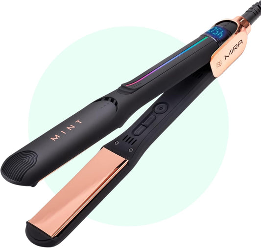 Professional Series MIRA Titanium Flat Iron Hair Straightener for Thick & Fine Hair | Powerful Single-Pass Straightening | Straightener & Curling Iron in One | 1 1/4 Inch Wide Flat Iron by MINT