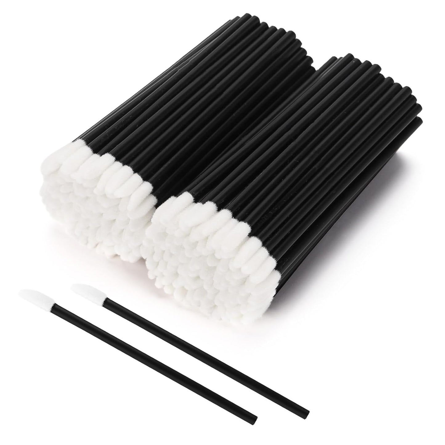 Tbestmax 200 Pcs Lip Wands Applicators, Disposable Lipstick Lint Free Brush Makeup Gloss Wands, Makeup Applicator Beauty Tool Kits Black