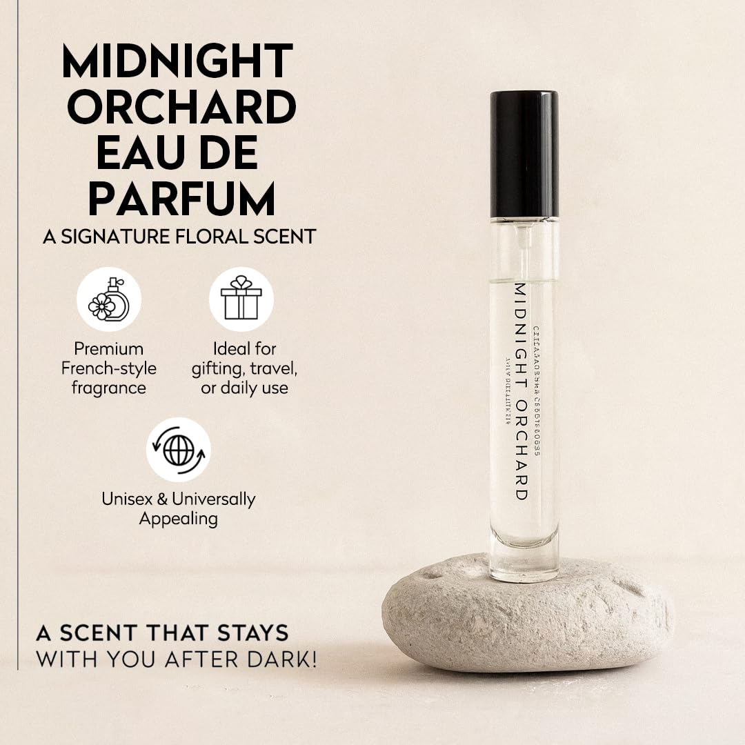 OCTAVIA MORGAN Midnight Orchard Eau De Parfum- Travel Perfume with Lush Peach, Golden Apricot & Smooth Sandalwood for a Fruity-Woody Signature - Graceful Fragrance Designed to Captivate All Day - 10ML