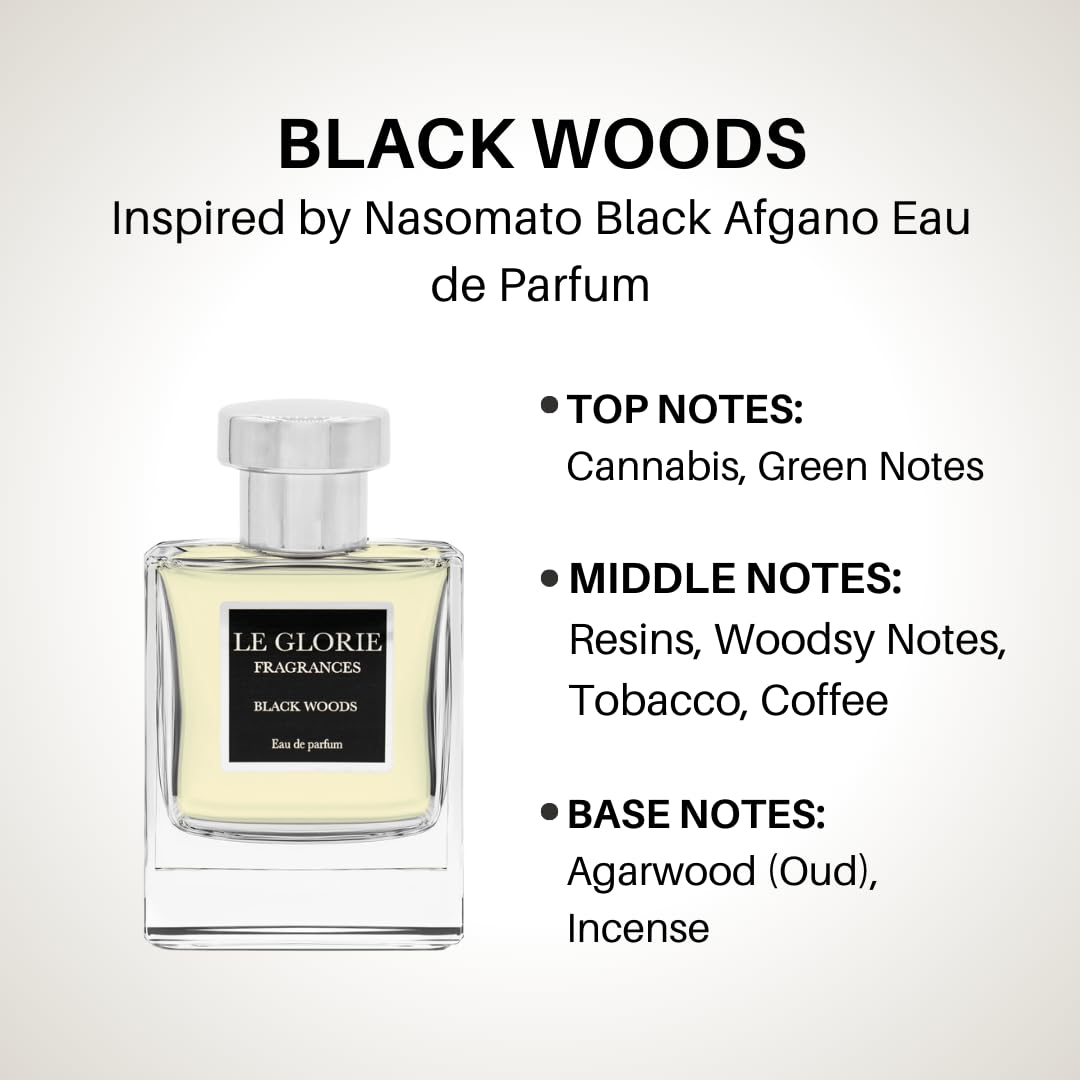 Inspired by Nasomato Black Afgano, Black Woods EDP, Long Lasting 12-14 Hours Perfume Spray for Men, Women, All Skin Types, Cruelty Free - 1.7oz 50ml
