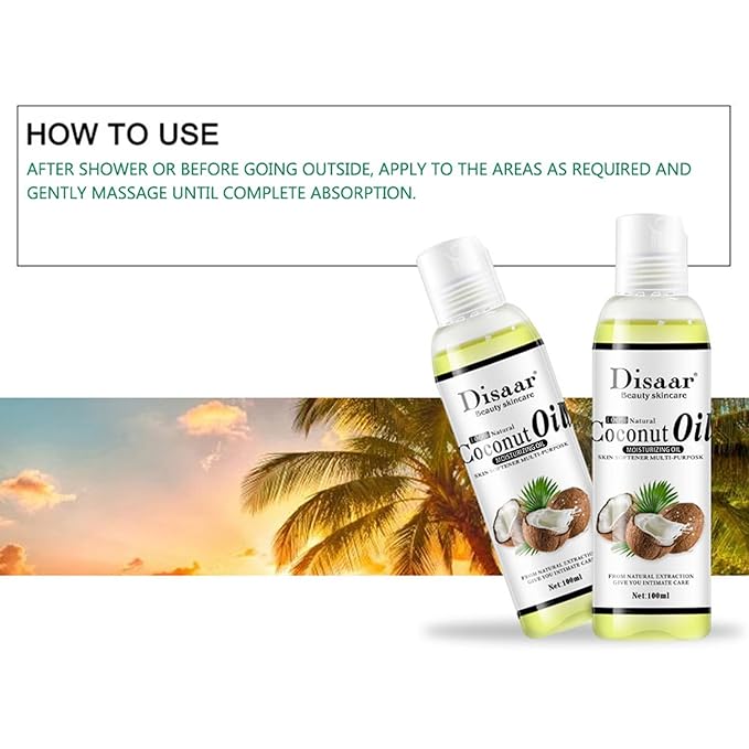 Natural Softening Multi-Purpose Moisturizing Mineral Oil Relive Dry Skin 100ml/3.38fl.oz (Coconut Oil)