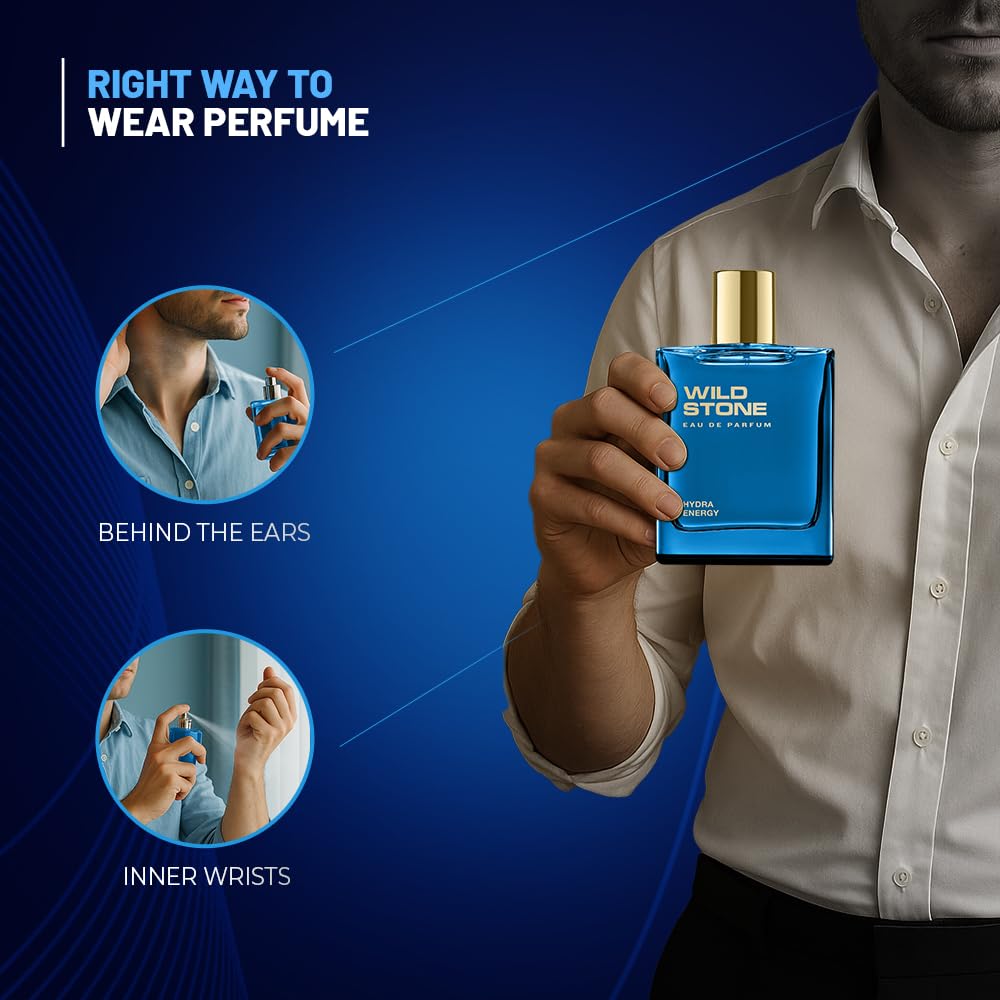 Wild Stone Hydra Energy EDP Premium Perfume for Men, 100 Ml | Long-lasting Eau De Parfum | Refreshing Fragrances for Modern Man | Active Lifestyle | Gift For Men