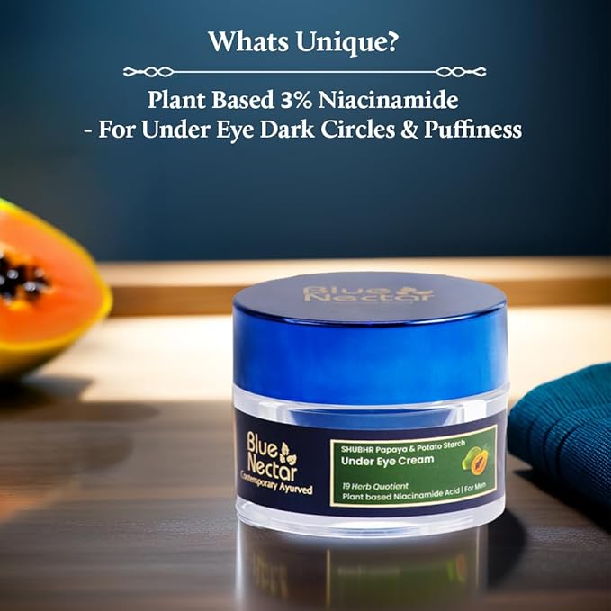 Blue Nectar Shubhr Under Eye Cream for Dark Circles with Papaya, Potato Starch & Niacinamide | Best Under Eye Cream for Men | Eye Cream for Dark Circles & Wrinkles (18 Herbs,15ml)