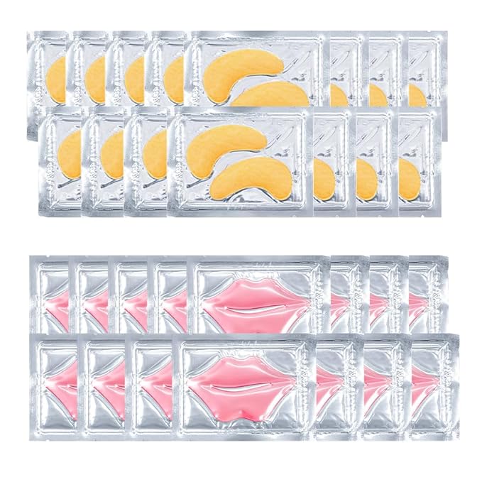 15 Pairs Eye Mask and 15 Pcs Lip Mask, Under Eye Patches and Lip Pads, Anti Aging Eye and Lip Mask, Collagen Crystal Mask Set.