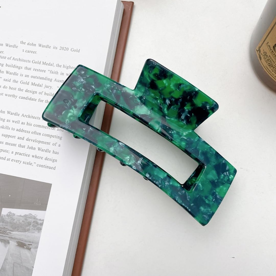 Large Tortoise Shell Claw Clip 4.1 Inch Cellulose Acetate Hair Claw, 2 Pack Banana Hair Claw Clips for Thick Curly Hair, French Design Hair Jaw Clamp Fashion Hair Accessories for Women Ladies