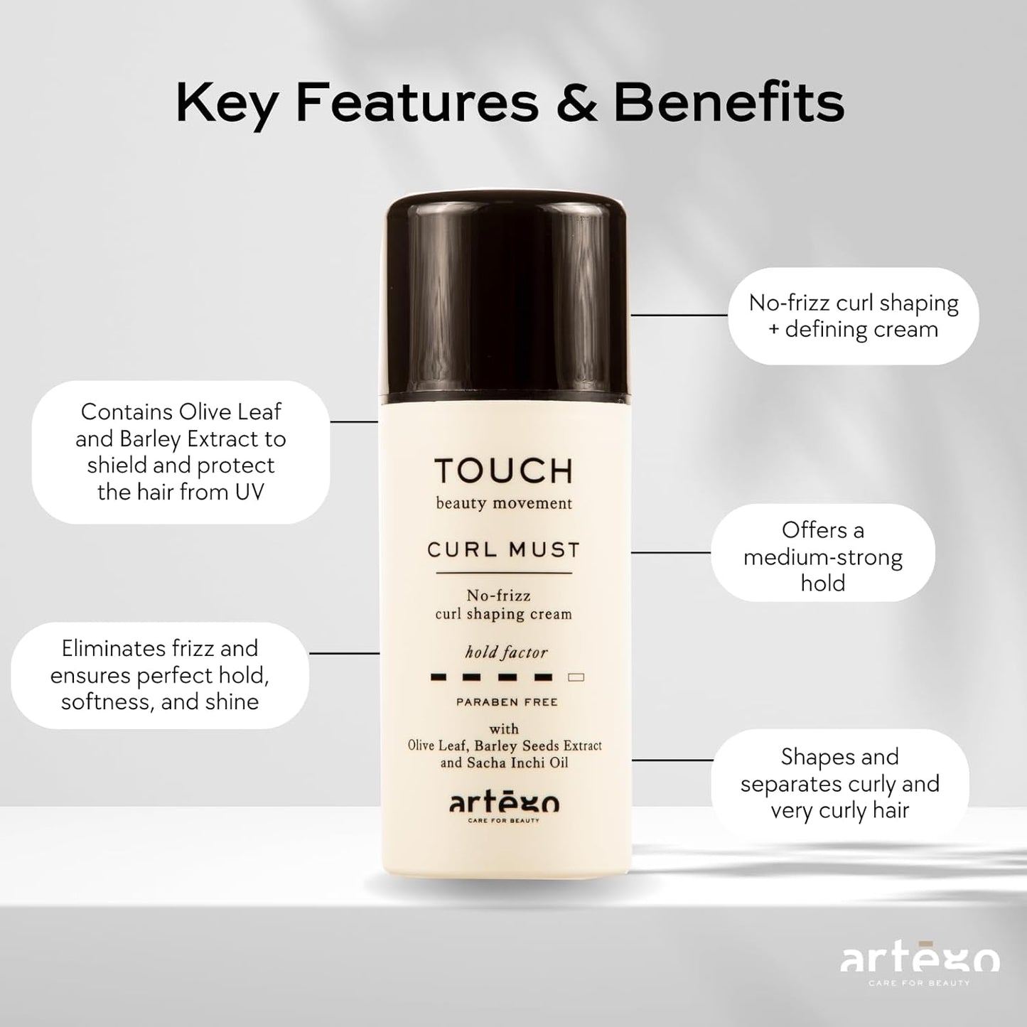 Artègo TOUCH Curl Must Styling Cream (3.4 fl oz) – Curl Defining & Anti-Frizz Cream for Soft, Bouncy, Long-Lasting Curls