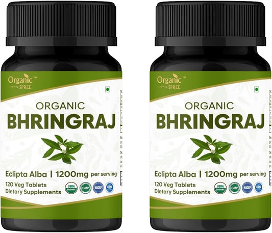 Bhringraj 120 Tablets | Eclipta Alba (Bhringraj) | USDA Organic Certified | Ayurvedic Hair Care | Organic and Natural 120tab - Pack of 2