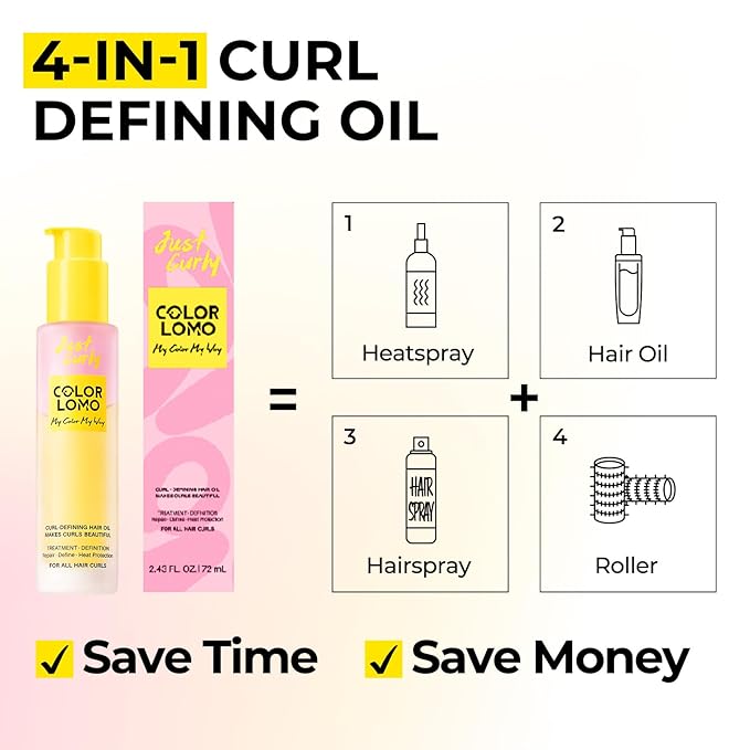 Styling & Curl Defining Oil Serum | 24-Hour Touchable Hold Hair Oil for Natural & Styled Curly Hair l Heat Thermal Protection, Creates Smooth, Shiny, Lightweight Hair