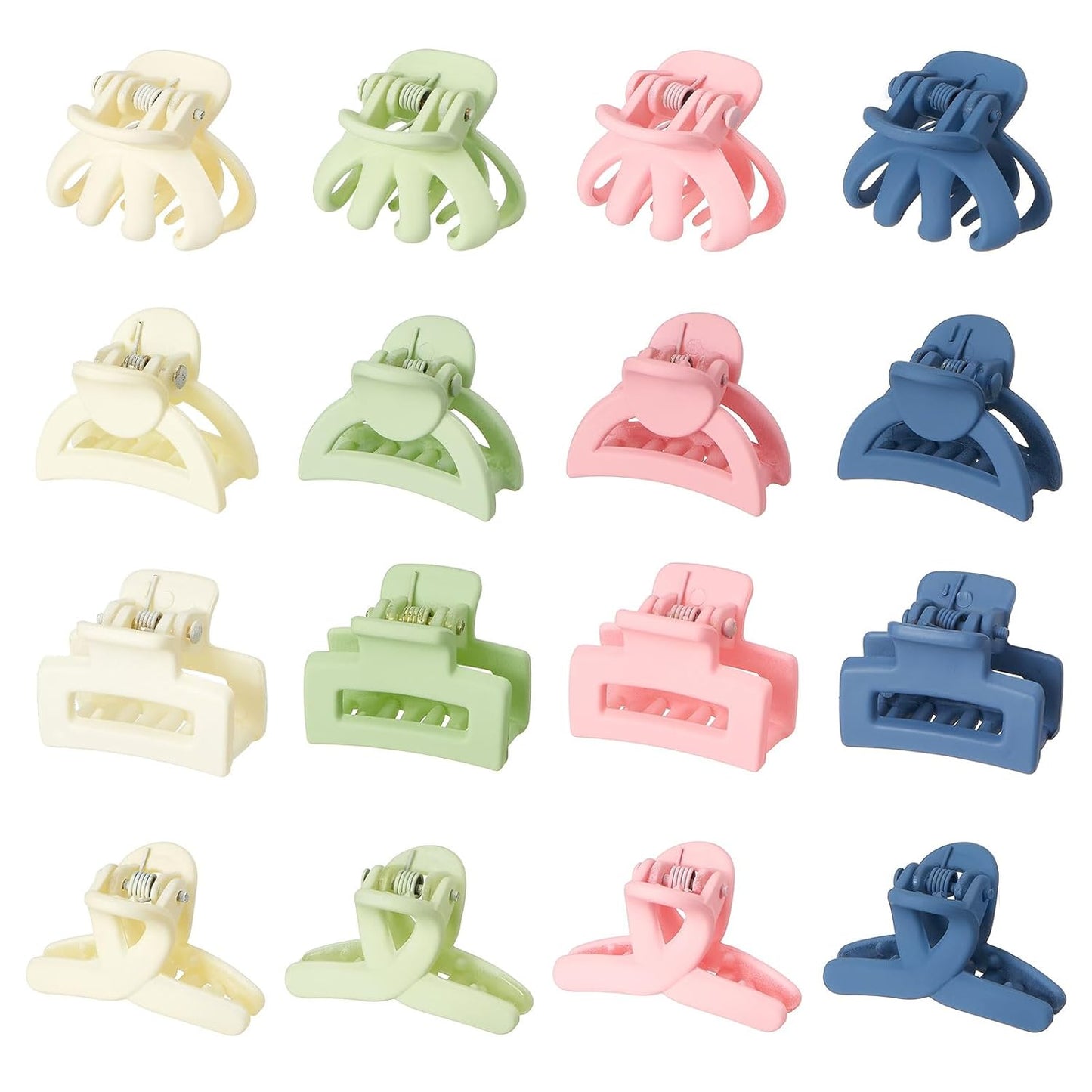 Small Hair Clips for Girls 16PCS 4Style Colourful Matte Mini Claw Clips for Women Non Slip Bangs Pins for Thin/Thick Hair(16PCS-Style 2)