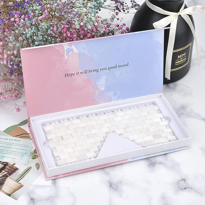 ideayard White Jade Eye Mask Cooling Jade Premium Sleep Eye Mask 100% All Natural Soothe Eye Fatigue