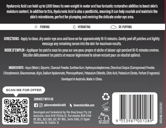 Eye Patches for Dark Circles and Puffiness, Under Eye Mask with Hyaluronic Acid, Vegan and Cruelty-Free Under Eye Patches, Hyaluronic Acid Eye Masks, 5-Pack