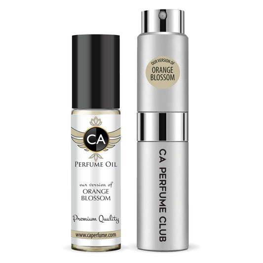 CA Perfume Duo Impression of Orange Blossom For Women And Men Perfume Layering Set Long Lasting Travel Size EDP + Body Oil Roll-On Bottle 0.27 Fl Oz+0.33 Fl Oz