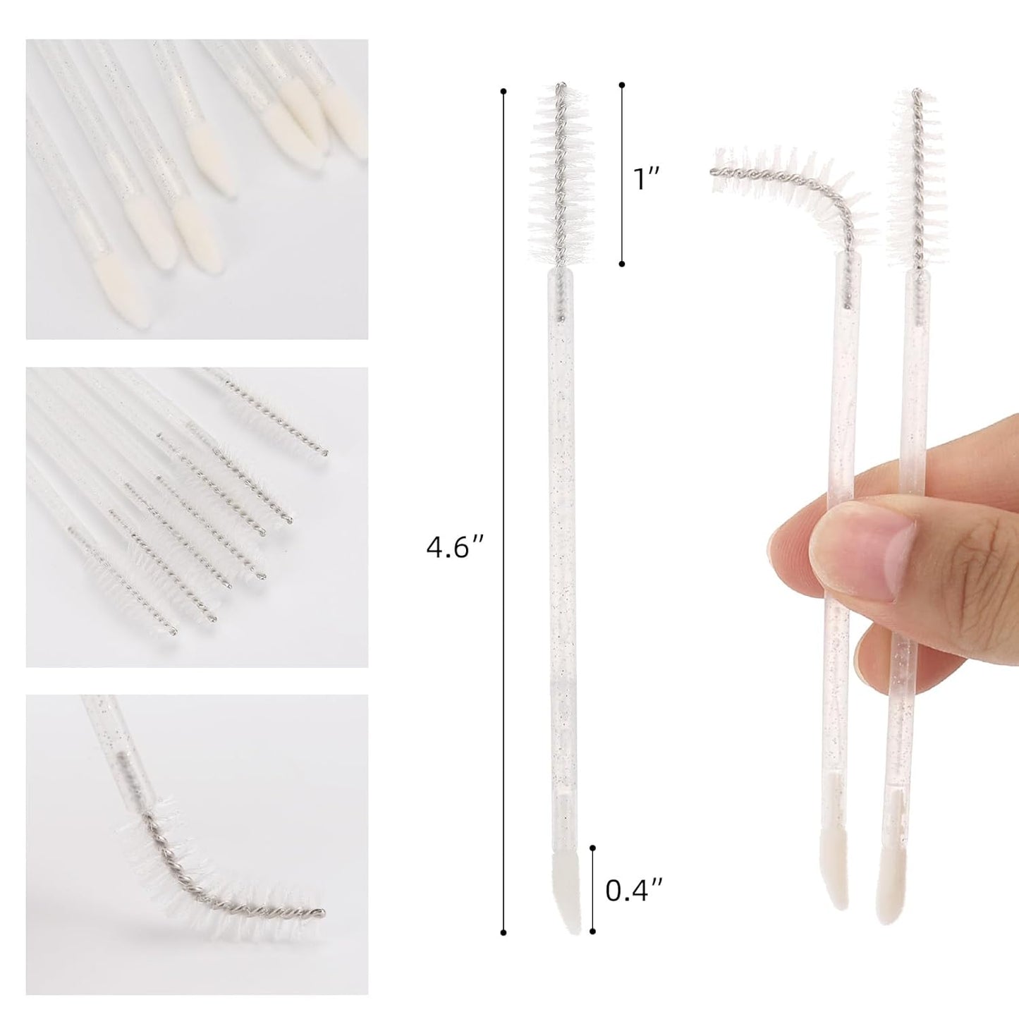 200 Pcs Disposable Mascara Wands Dual Ended Eyelash Brush Lip Brush, Lipstick Applicator Eyebrow Spoolies Brush for Eyelash Extensions - White