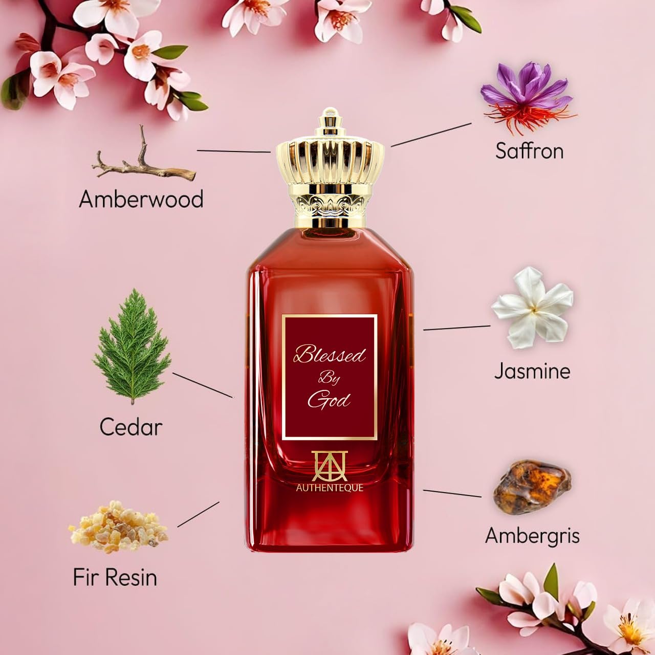 Blessed by God Unisex Perfume - Inspired by B.accarat R.ouge - Long Lasting Arabic Unisex Fragrance - 3.04oz (100ml) - Amberwood, Saffron, Jasmine & Ambergris