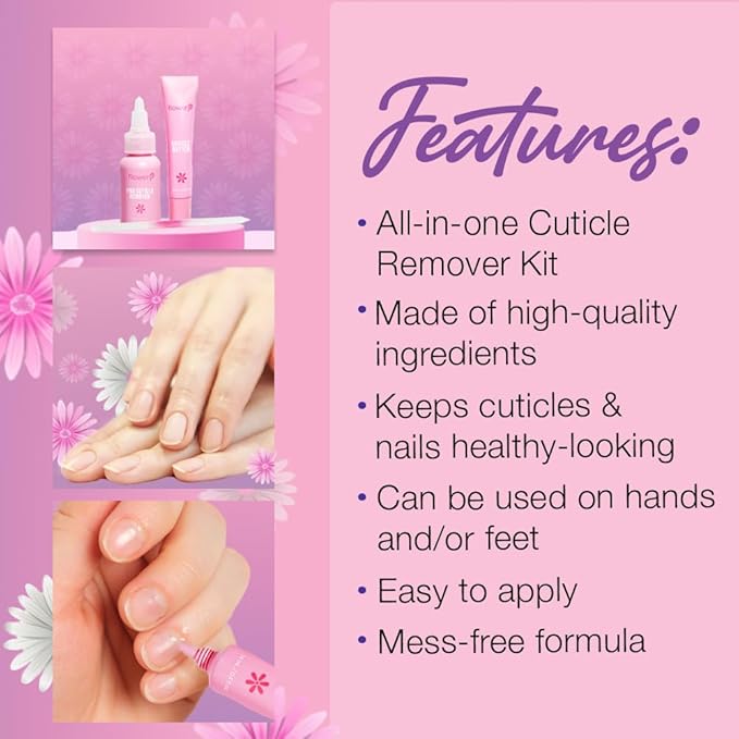 Flowery Pro Cuticle Kit, with Cuticle Butter and Pro Cuticle Remover, 2-piece Set, 1-pack